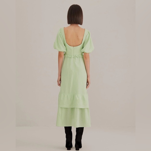 Farm Rio Soft Green Short Sleeve Midi Dress Garden Party Cottage Core - Picture 6 of 13